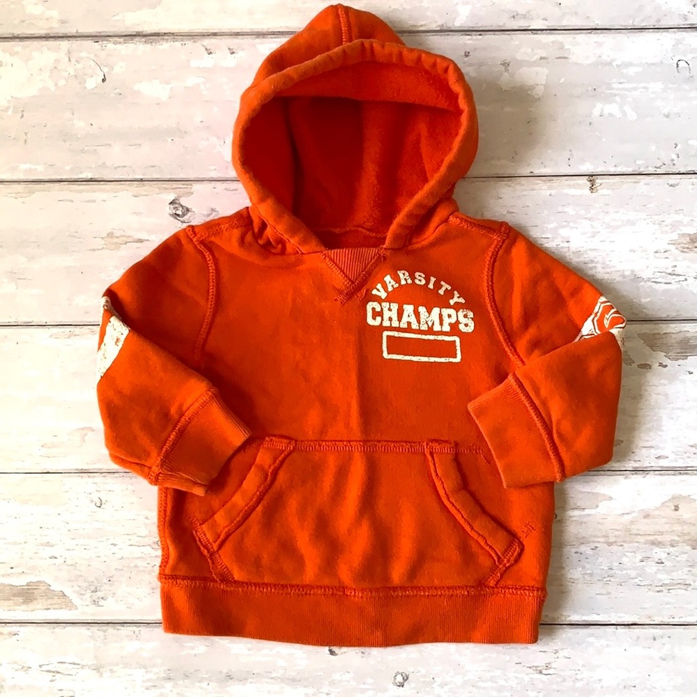 The Children’s Place Boys 12m Hoodie Sweatshirt Jacket Orange Varsity Sweater